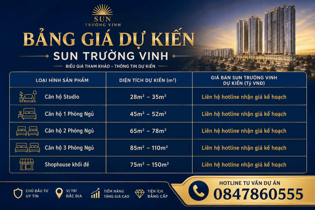Bảng giá Sun Trường Vinh mới nhất 2026
