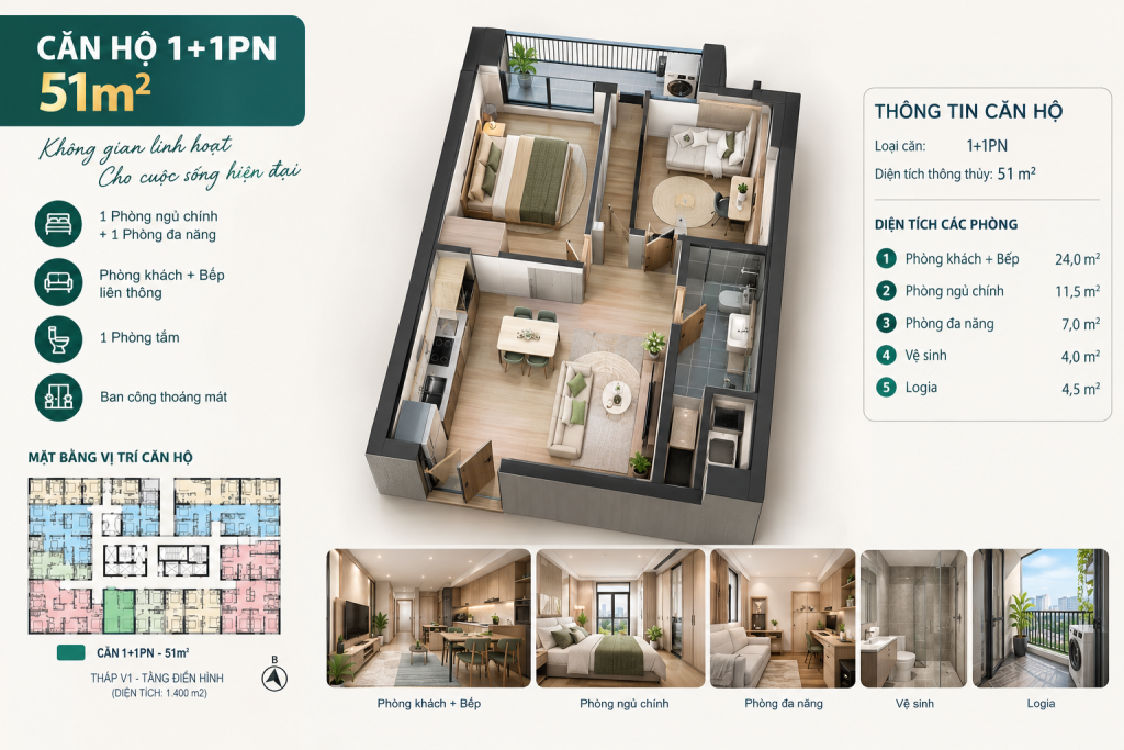 Căn 1pn+ Sun Trường Vinh