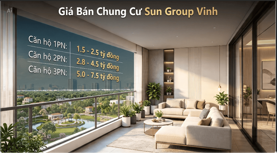 Giá bán dự kiến căn hộ chung cư cao cấp Sun Group Vinh