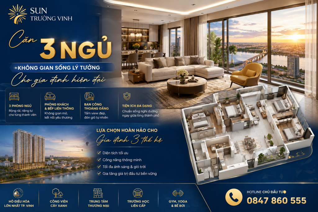 Căn hộ 3 Phòng ngủ Sun Trường Vinh