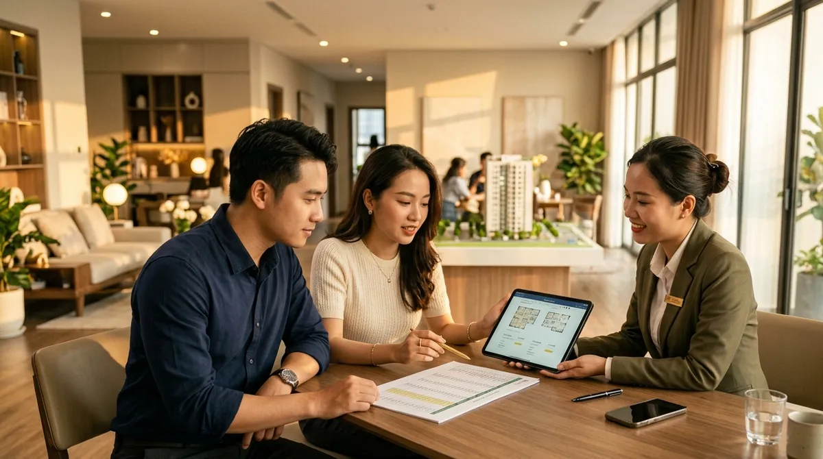 Ảnh minh họa vợ chồng trẻ được tư vấn giá Rumor căn hộ Sun Trường Vinh