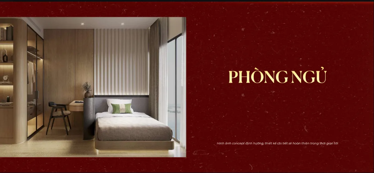 Phối cảnh phòng ngủ căn hộ Sun Glory Residence bố trí yên tĩnh, ít ồn