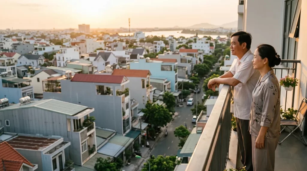 Ảnh minh họa vợ chồng trung niên chuyển từ nhà đất lên căn hộ Sun Trường Vinh