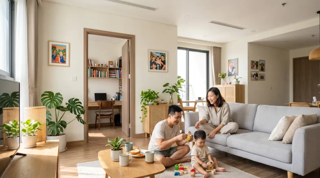 Ảnh minh họa căn 2PN+ chung cư Sun Trường Vinh có phòng phụ làm góc làm việc