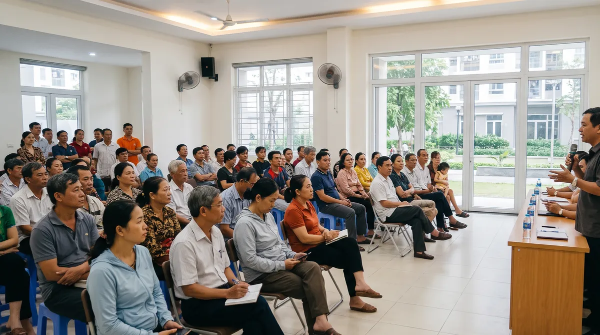 Ảnh minh họa cư dân họp bàn về phòng cháy chữa cháy chung cư Vinh