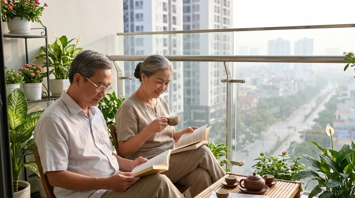 Ảnh minh họa bố mẹ lớn tuổi ở căn hộ dự án do con mua