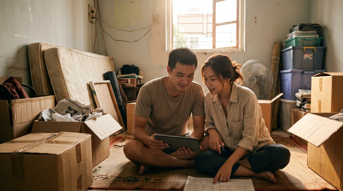 Ảnh minh họa vợ chồng trẻ cân nhắc thuê nhà hay mua căn hộ Sun Trường Vinh