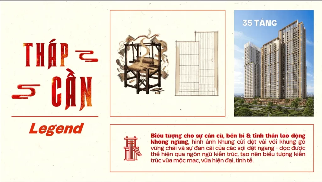 Tòa Legend (Tháp Cần) dự án, ý tưởng khung cửi dệt vải