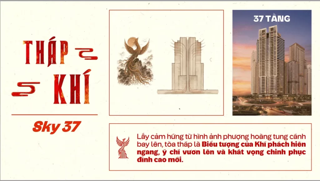 Tòa Sky 37 (Tháp Khí) Sun Trường Vinh 37 tầng, ý tưởng phượng hoàng tung cánh